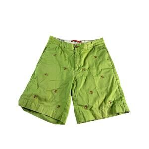 Orvis Men’s Shorts 34 Green Embroidered Fly Fishing Cotton Chino Preppy Casual